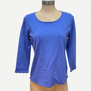 CARLISLE‎ Blue Top with Scalloped Hem M